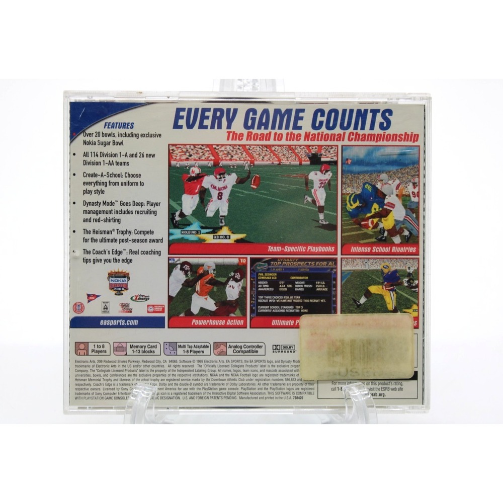 PS1 NCAA Football 2000 (PlayStation 1) CIB COMPLETE w/ Manual + Reg Card - Picture 3 of 10